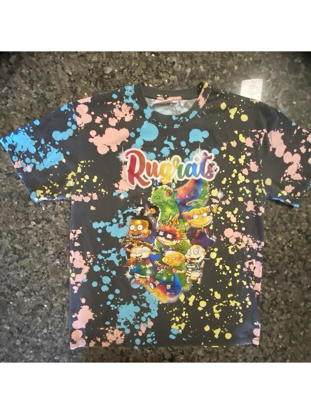 Nickelodeon Rugrats Tommy Chuckie Angelica Men's Multicolor Splatter T-Shirt XL